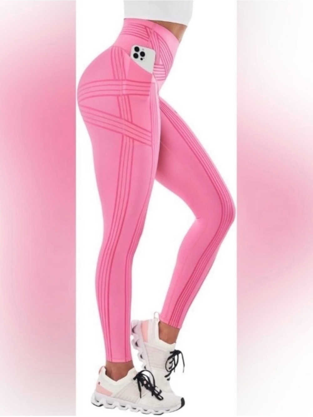 Fanka Body Sculpt Resistance Leggings in Sugar Pink size Medium EUC - Picture 2 of 10